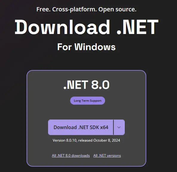 dotnet sdk download page