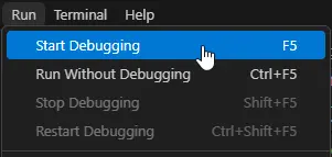 Run options from menu bar
