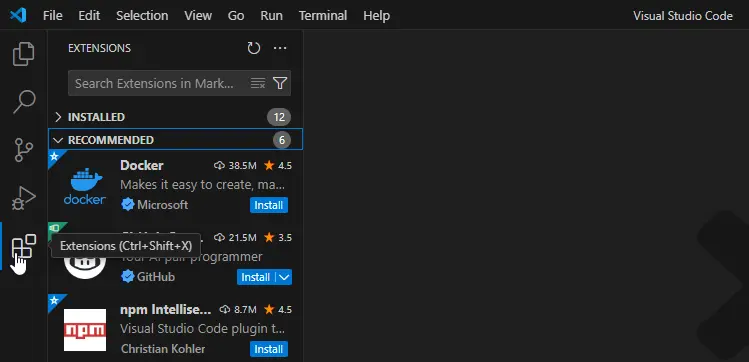 extensions panel