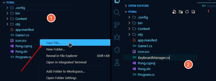 creating a new file in vscode