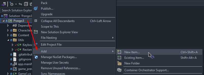 creating a new file in vs