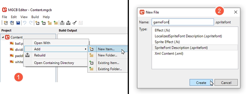 creating a new item asset