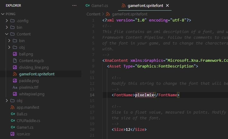 setting the font file in the spritefont