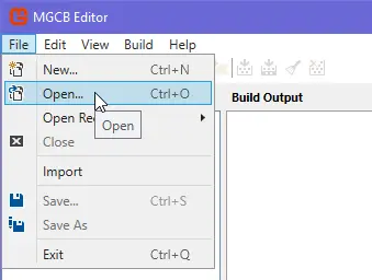 File dropdown open on menu bar