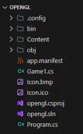what is the file structure like in the modern template with opengl